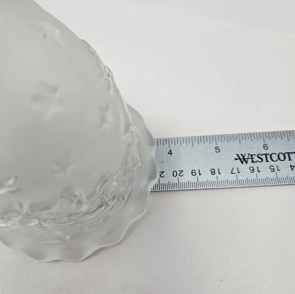 Vtg Mikasa Christmas Frosted Glass Holiday Bell Santa, Reindeer & Sled Gift